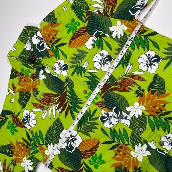 Vintage Aloha Shirt Hawaiian Button Green Beach Vacation Tropical Golf Fishing - Picture 10 of 12